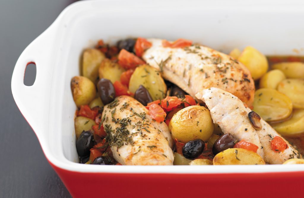 One-dish chicken and olive bake One-dish chicken and olive bake