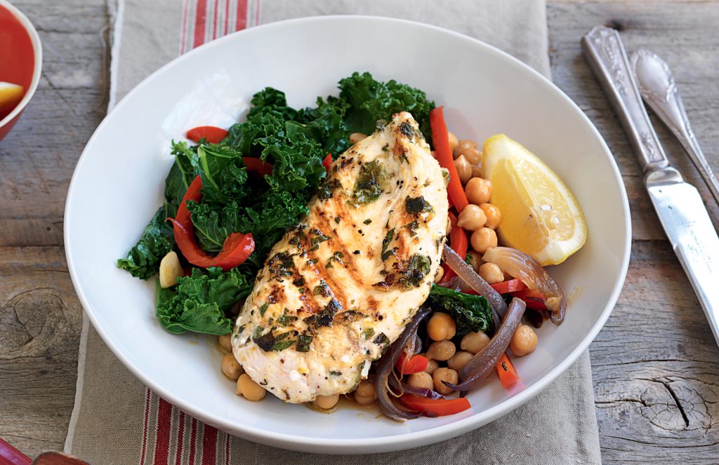 Oregano and lemon chicken with kale and chickpeas Oregano and lemon chicken with kale and chickpeas