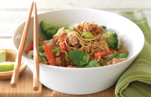 Pork noodle stir-fry