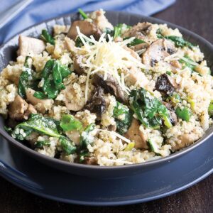 Quinoa chicken, mushroom and parmesan risotto