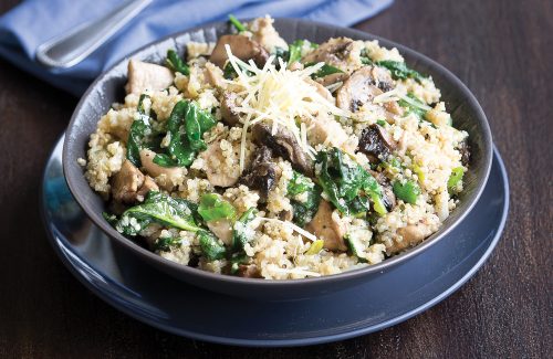 Quinoa chicken, mushroom and parmesan risotto