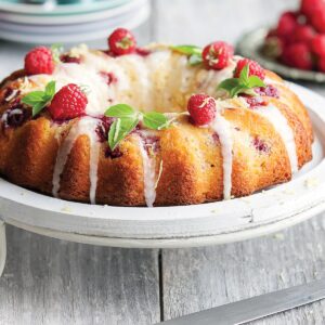 Raspberry lemon whisper cake