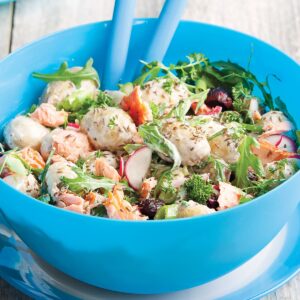 Roasted salmon potato salad