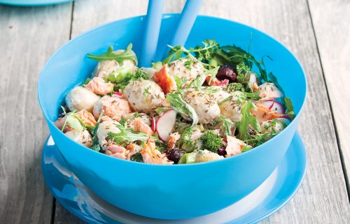 Roasted salmon potato salad