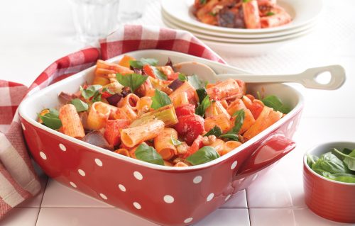 Roasted vege parmigiana pasta