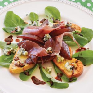 Rosemary roasted pear bruschetta
