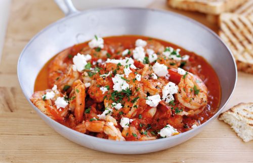 Saganaki prawns
