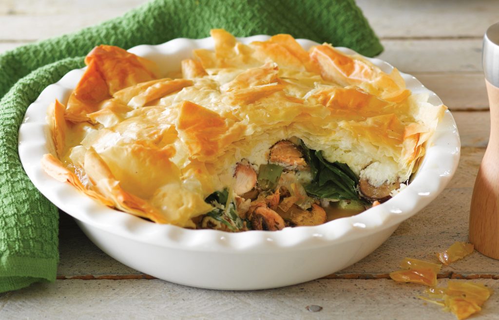 Salmon and mushroom scrunch pie Salmon and mushroom scrunch pie