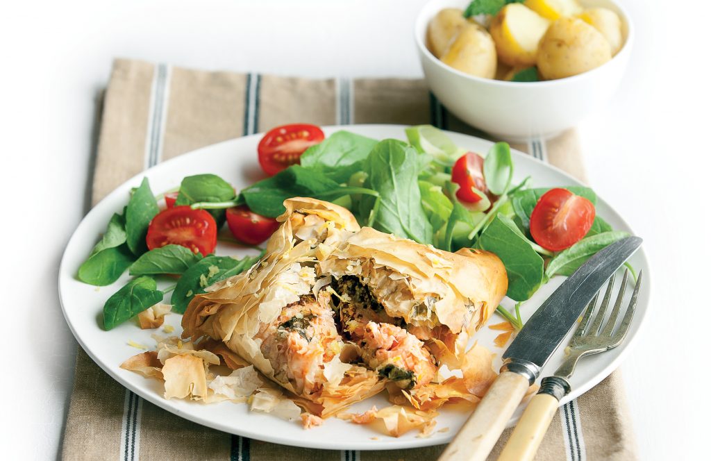 Salmon and rocket filo parcels Salmon and rocket filo parcels