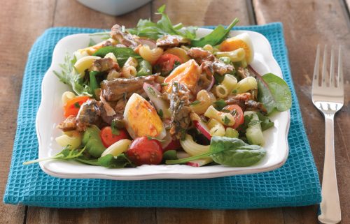 Sardine and egg pasta salad