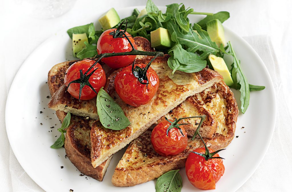 Savoury French toast with roast tomatoes Savoury French toast with roast tomatoes