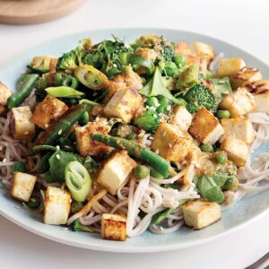 Sesame ginger tofu noodle salad