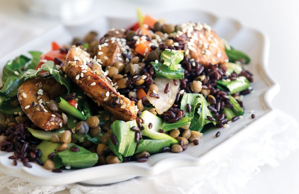 Sesame soy chicken with lentils Sesame soy chicken with lentils