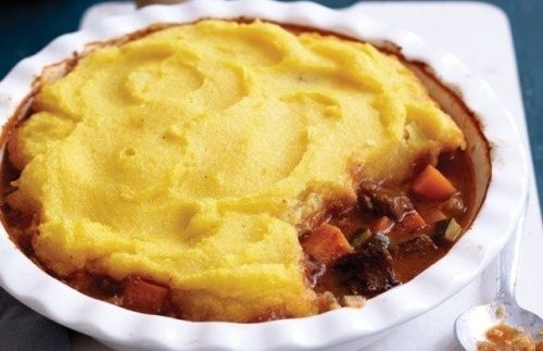 Slow-cooked beef pie with polenta topping
