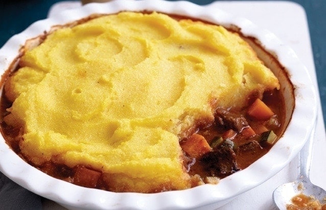 Slow-cooked beef pie with polenta topping