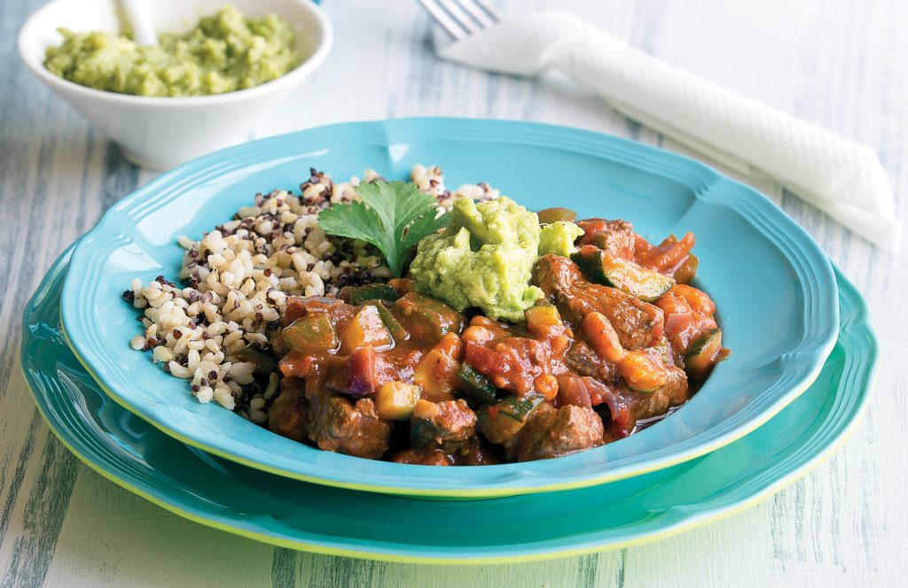 Smoky chilli con carne with guacamole Smoky chilli con carne with guacamole