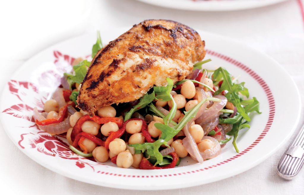Spanish chicken with chickpea salad