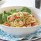 Speedy salmon spaghetti with green leaf sauce