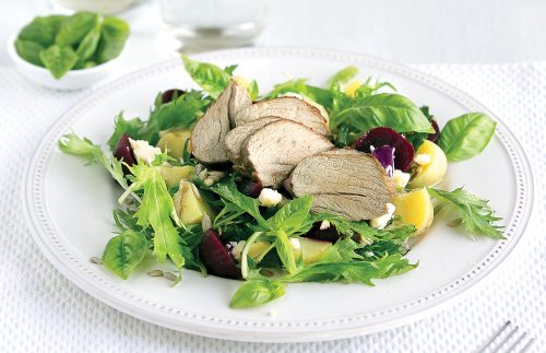 Spiced lamb, beetroot and feta salad