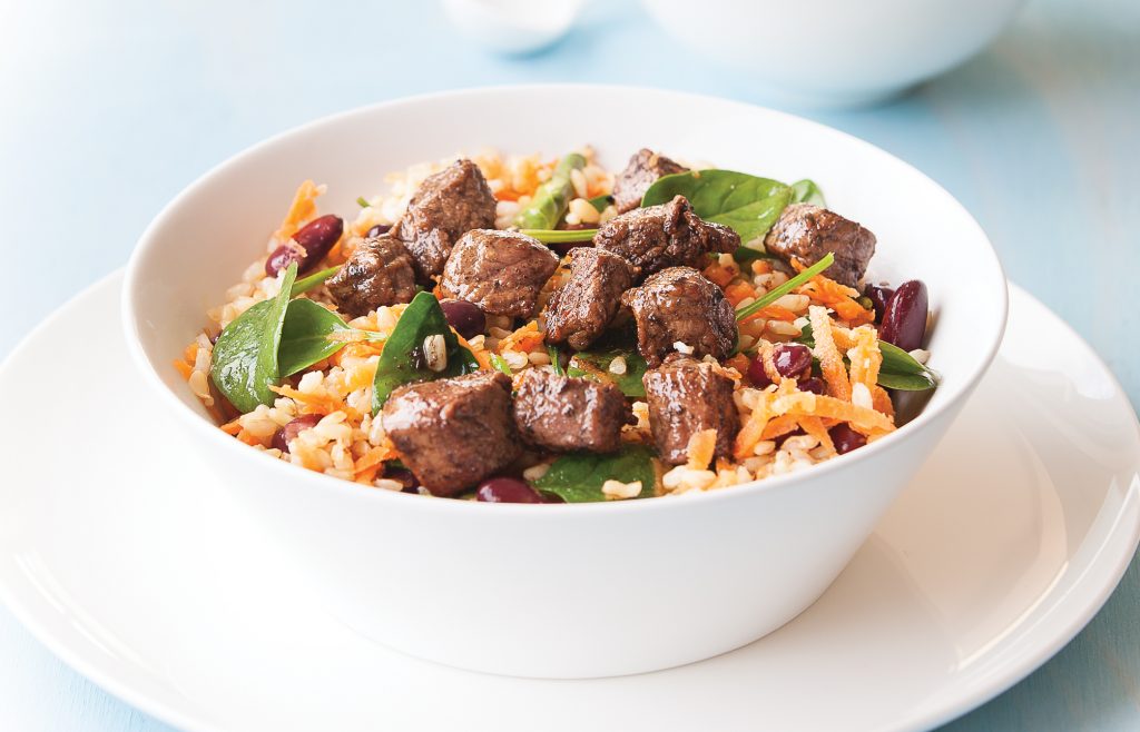 Spicy beef with pineapple and mint salsa Spicy beef with pineapple and mint salsa