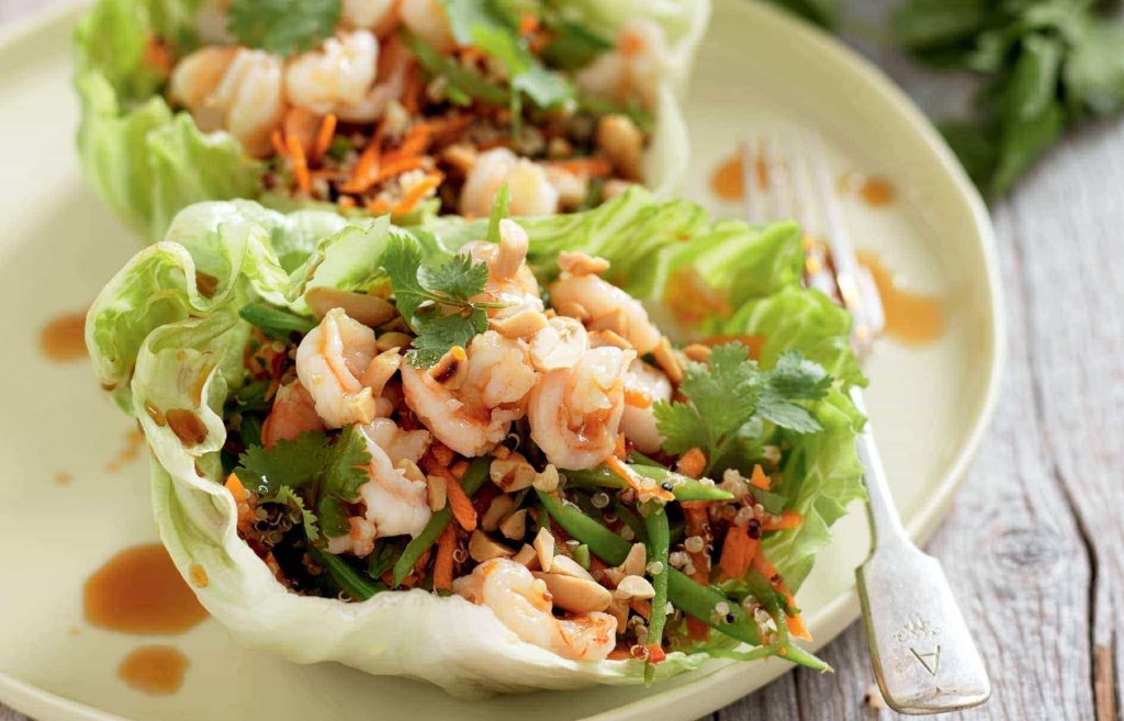 Spicy prawn and quinoa lettuce wraps Spicy prawn and quinoa lettuce wraps