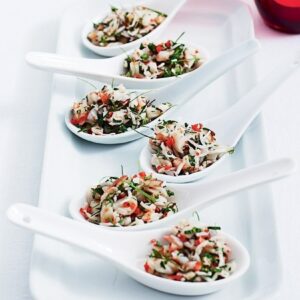 Spicy prawn, coconut and kaffir lime spoons