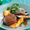 Steak with portobello mushrooms and pepper sauce