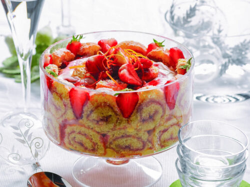Strawberry Cointreau trifle