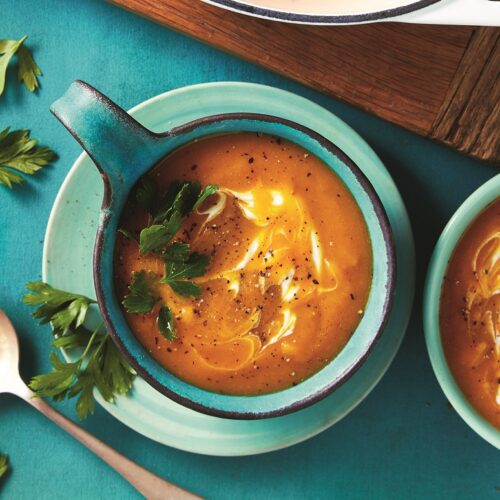 Sweet potato, pumpkin and chickpea soup