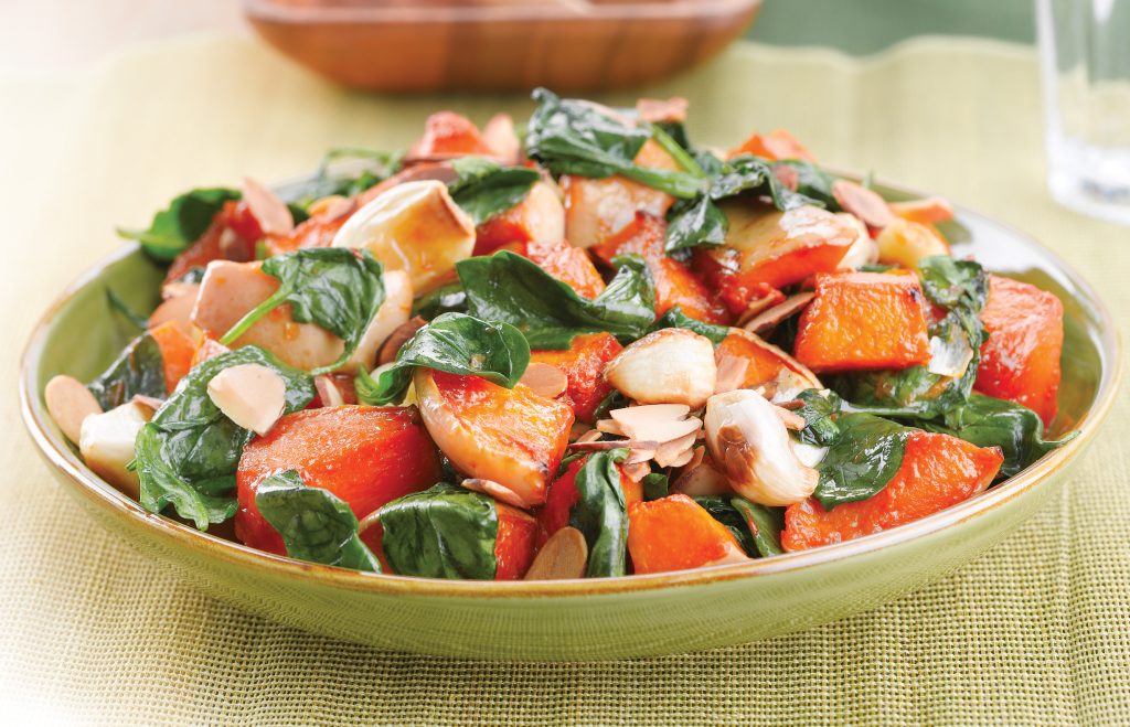 Sweet roasted butternut and garlic with almonds Sweet roasted butternut and garlic with almonds