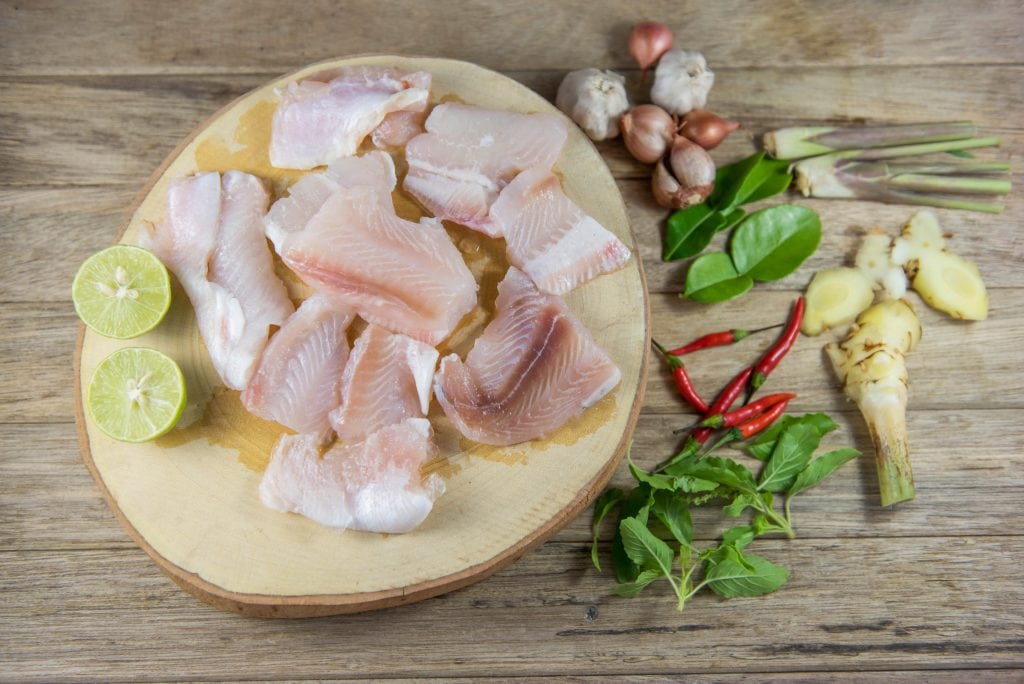 Thai fish curry with hot green curry paste Thai fish curry with hot green curry paste
