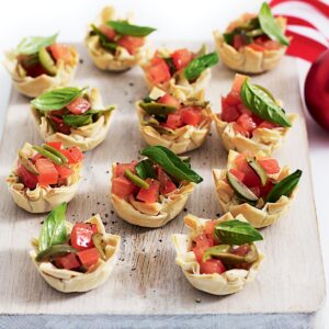 Tomato, olive and basil tarts