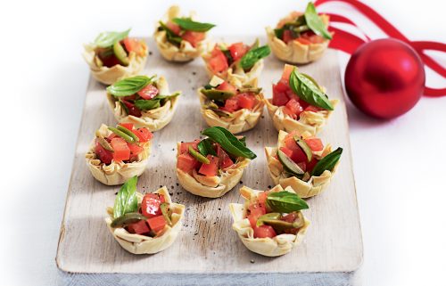 Tomato, olive and basil tarts