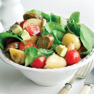 Vegetarian sausage salad