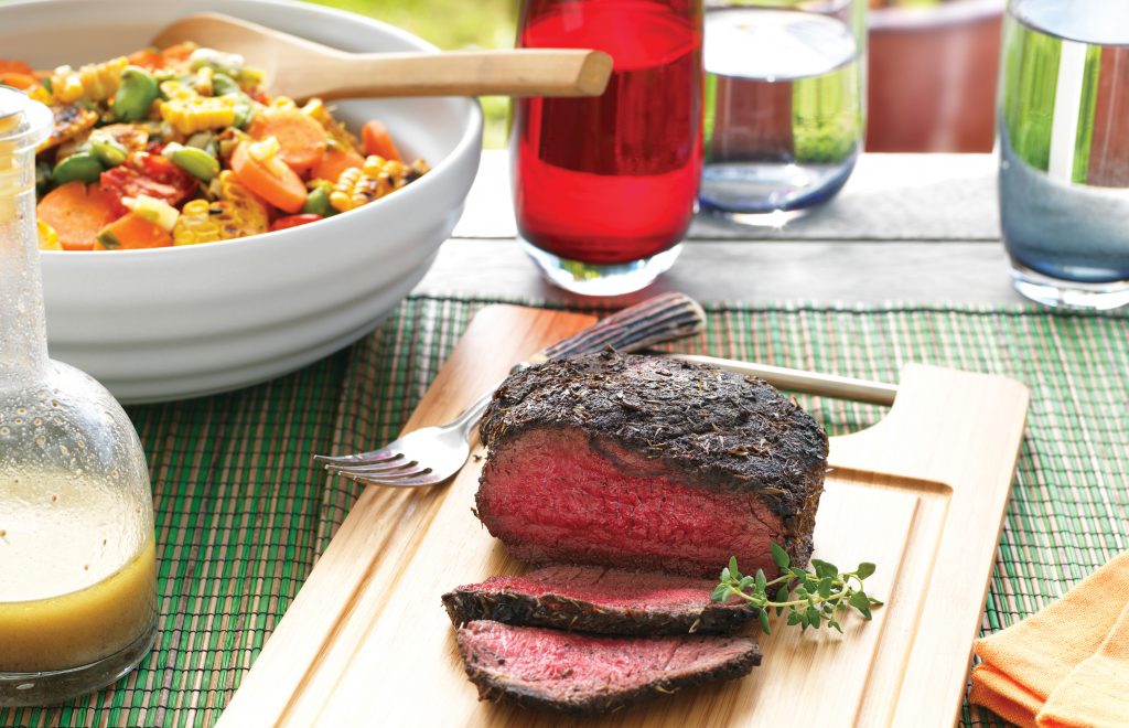 Venison with jerk rub and succotash Venison with jerk rub and succotash