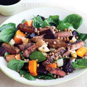 Warm beef and lentil salad