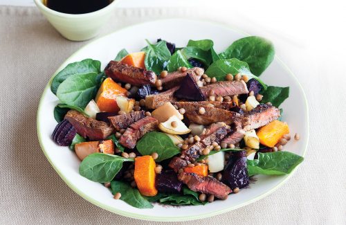 Warm beef and lentil salad