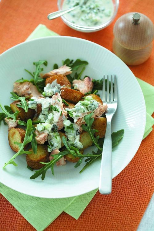 Warm salmon and potato salad