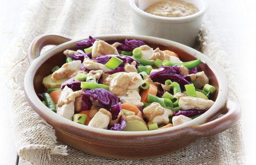 Warm satay chicken salad