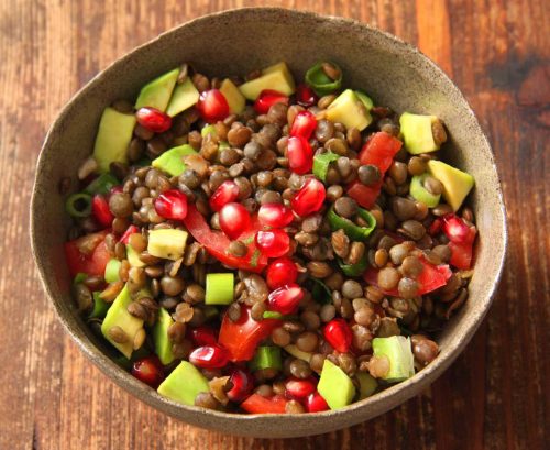 Brown lentil salad