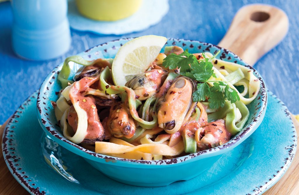 Chilli mussel fettuccine Chilli mussel fettuccine