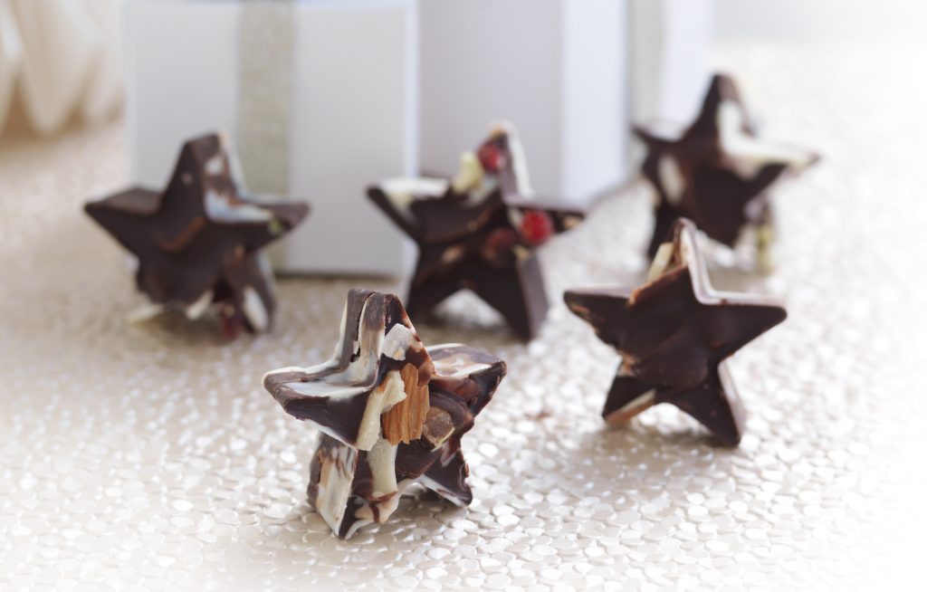 Fruit and nut chocolate stars Fruit and nut chocolate stars