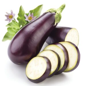 In season early summer: Eggplant, peaches