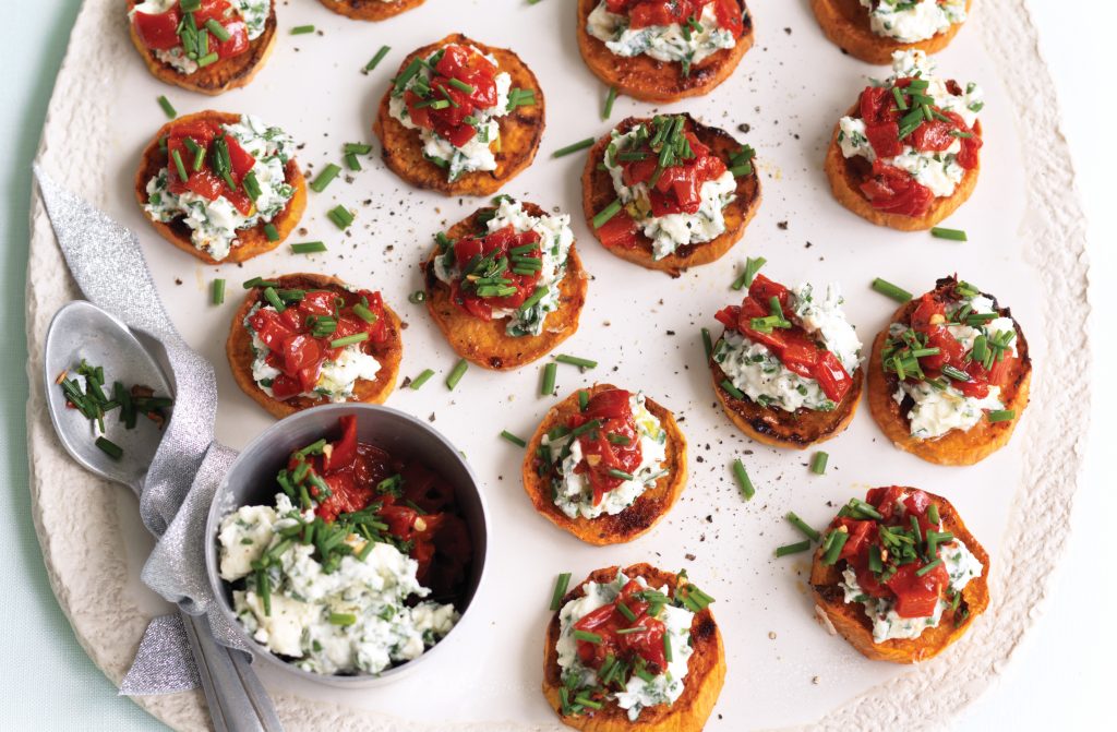 Roasted kumara with herb ricotta and capsicum salsa Roasted kumara with herb ricotta and capsicum salsa