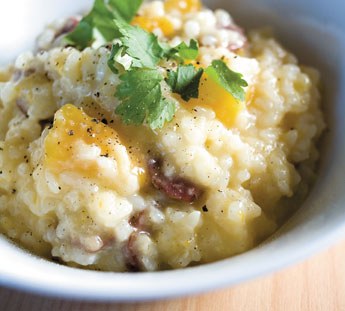 Risotto with pumpkin and bacon