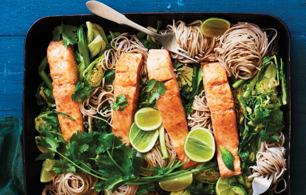 Asian salmon and super greens oven-steamed bake Asian salmon and super greens oven-steamed bake