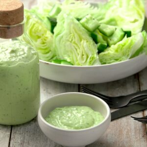 Avocado, cucumber and lime cream dressing