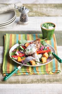 Barbecued lamb, kumara and caramelised red onion salad