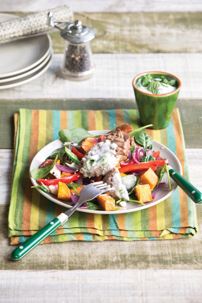 Barbecued lamb, kumara and caramelised red onion salad Barbecued lamb, kumara and caramelised red onion salad