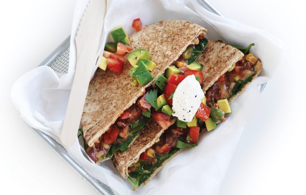 Bean quesadilla with tomato salsa